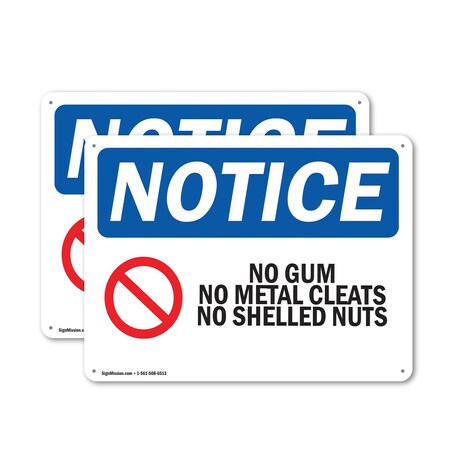 Signmission No Gum No Metal Cleats No Shelled Nuts, 18 in W x Rectangle, Aluminum OS-2PACK-NS-A-1218-L-14638